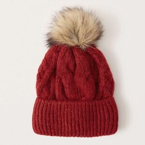 NWOT Abercrombie Pom Beanie - Red - One Size